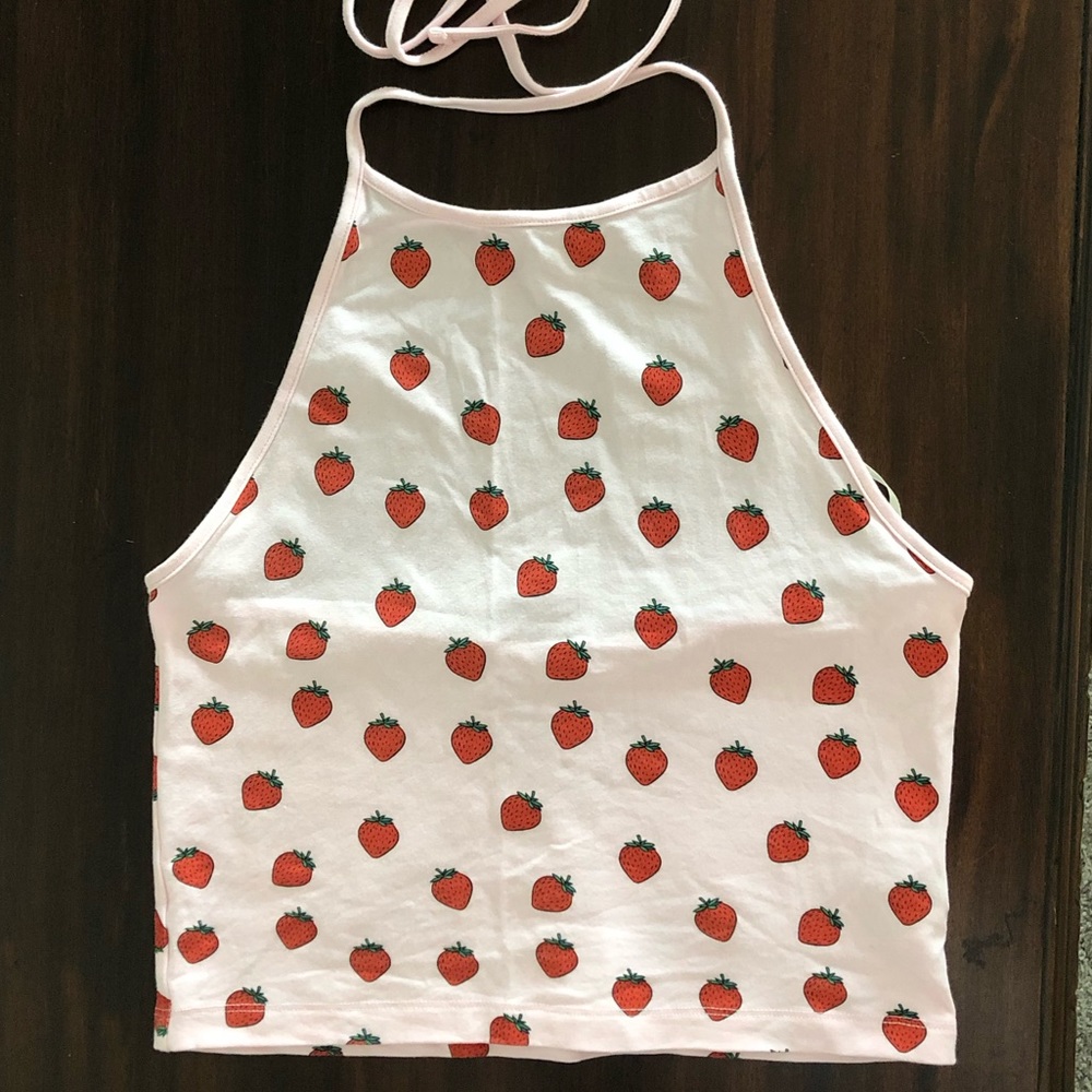 Forever 21 Pink Strawberry Halter Top